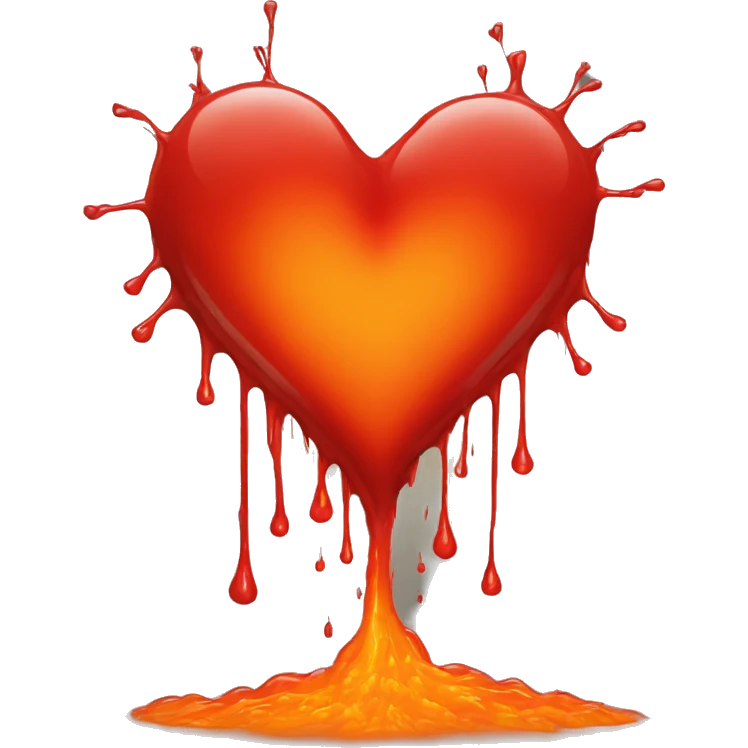 bleeding red heart shape glowing red-orange emoji