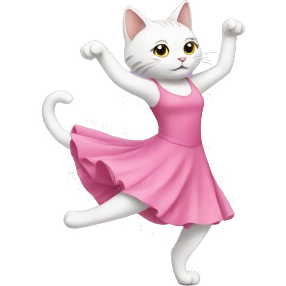 Draw a cat dancing in a pink dress emoji