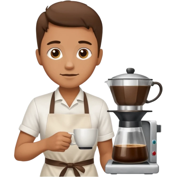 Белый бариста делает кофе emoji