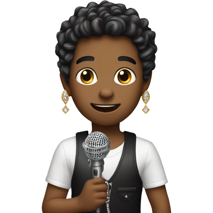 Boy with jewely and microphone  emoji