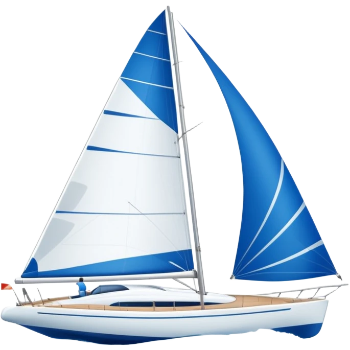 A sleek sailboat emoji with visible wind gust lines and flowing sails, representing perfect sailing conditions. Flat vector design, blue and white color palette. emoji