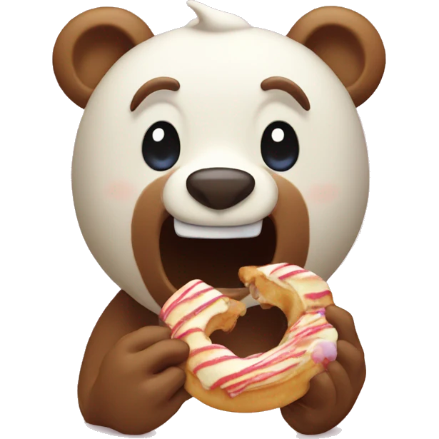 Bear eating a cinnamonroll emoji