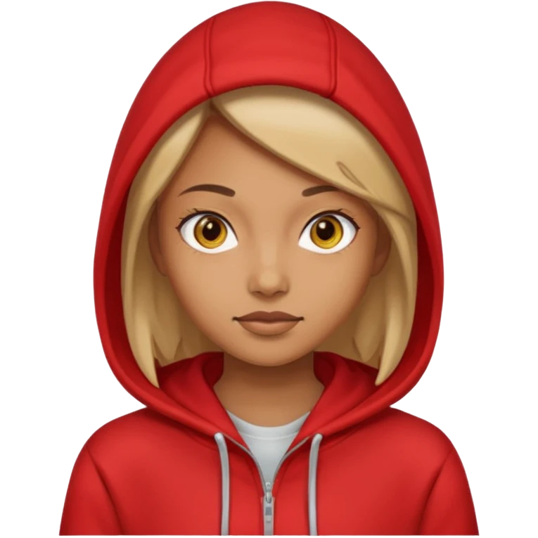 woman wear red hoodie emoji