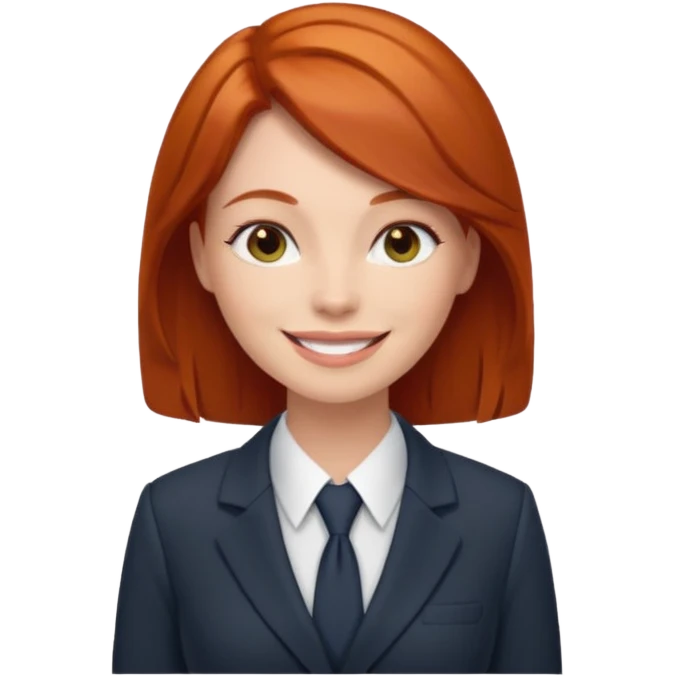 redhead woman with office look emoji