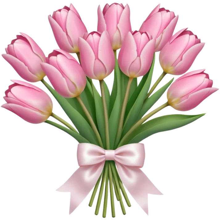 Pastel pink tulip bouquet with bow emoji