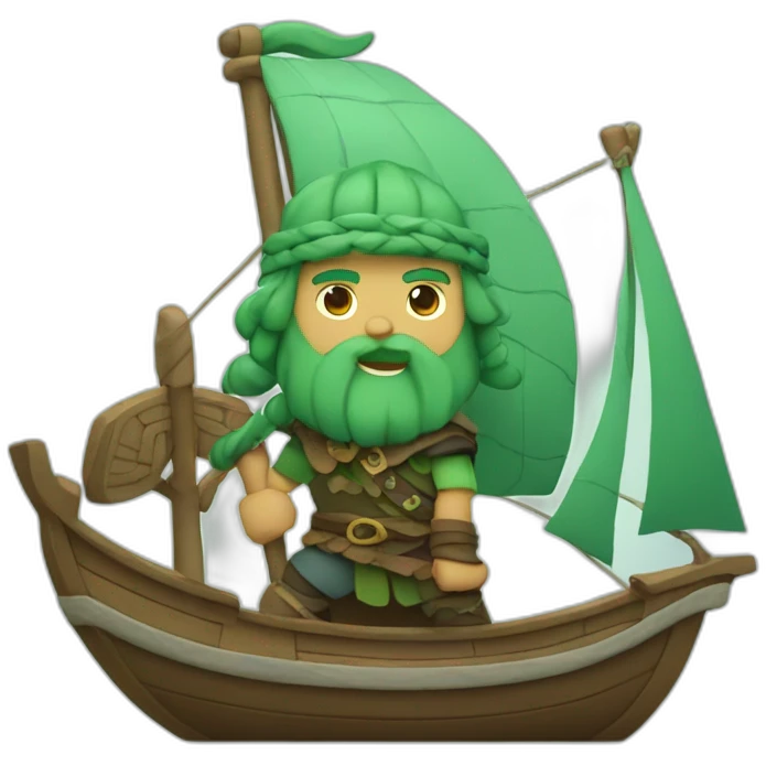green haired viking sailing emoji
