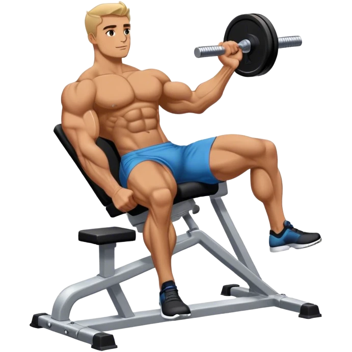 side-view bodybuilder seated weighted calf-raise machine lower leg exercise emoji