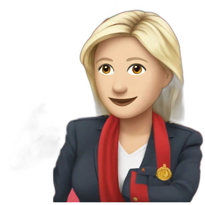 Marine Lepen avec un drapeau marocain  emoji