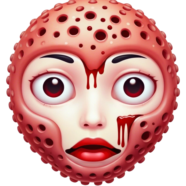 Trypophobia glitched blood face emoji