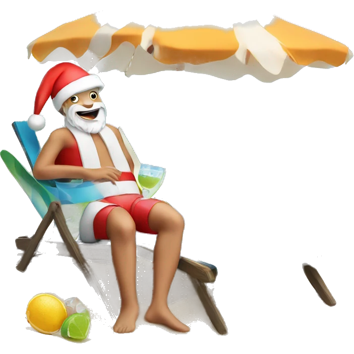 Santa on the beach with margarita emoji