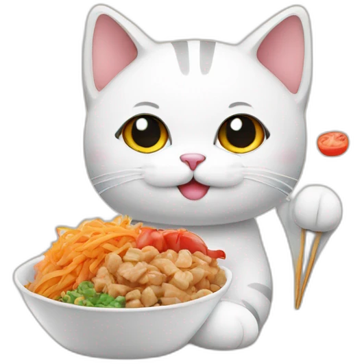 cute cat with korean flag and korean food  emoji
