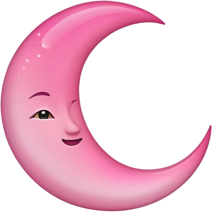 Pink crescent moon no face emoji