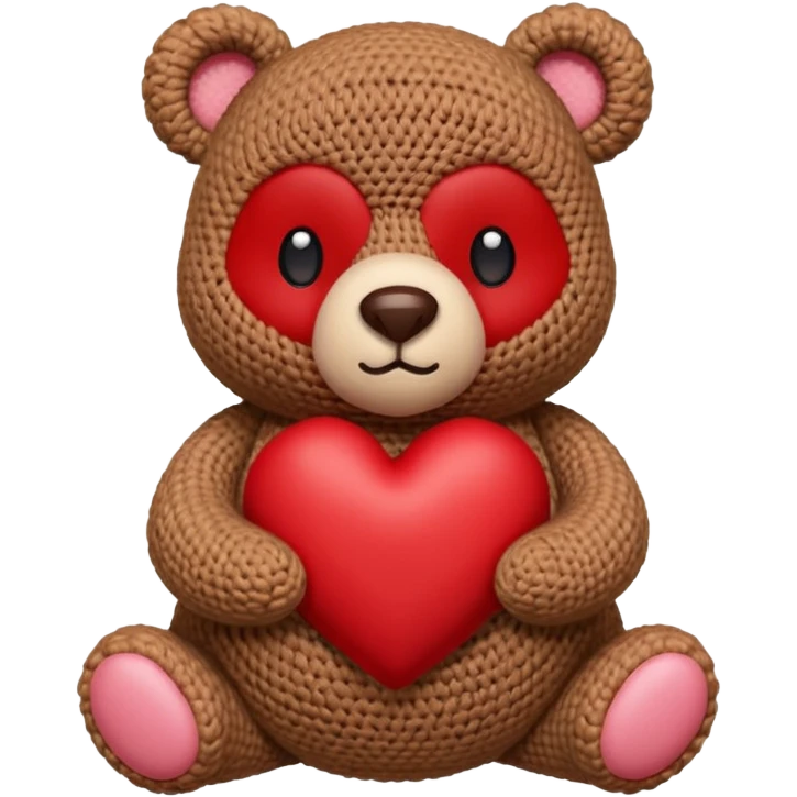 chubby crochet bear holding a tiny heart emoji
