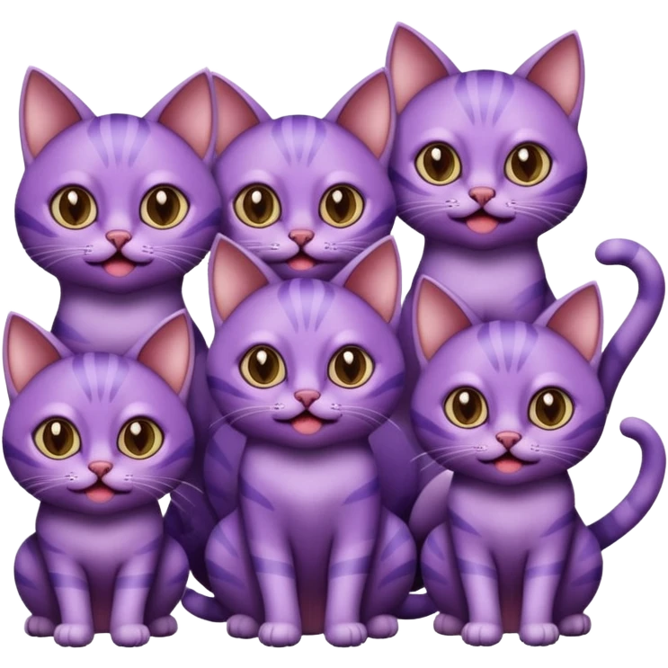 A bunch of purple cats with huge eyes smelly lines and their massive brown tongues out emoji