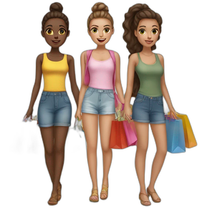 5 girls en shopping emoji