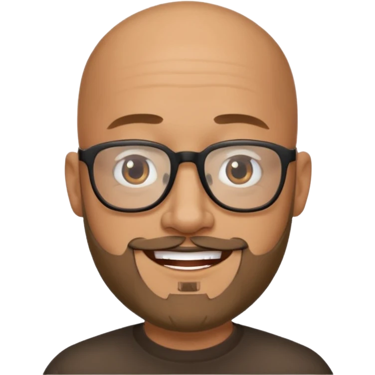 Bald male, black glasses, goatee beard, realistic portrait emoji