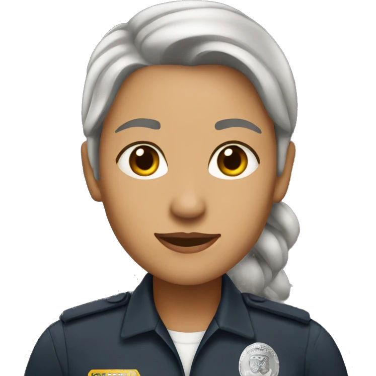 Security guard, woman, gray hair, light brown skin,   emoji