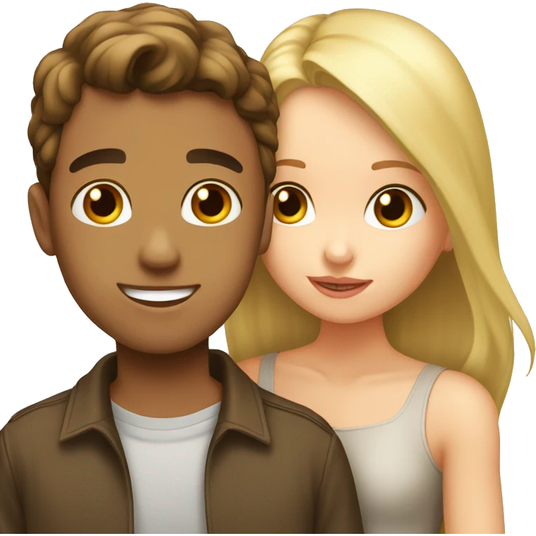 A brown hair boy who kisses a pretty blonde girl emoji