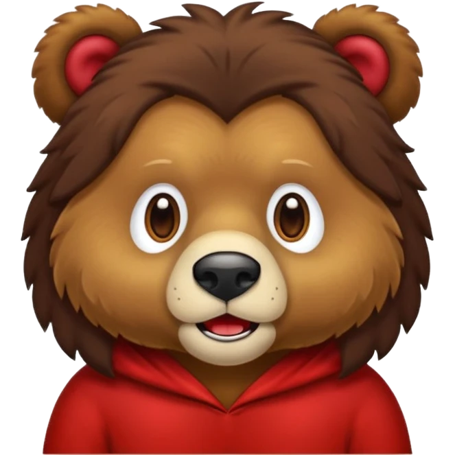Urso pardo com cabelo vermelho mostrando a língua  emoji