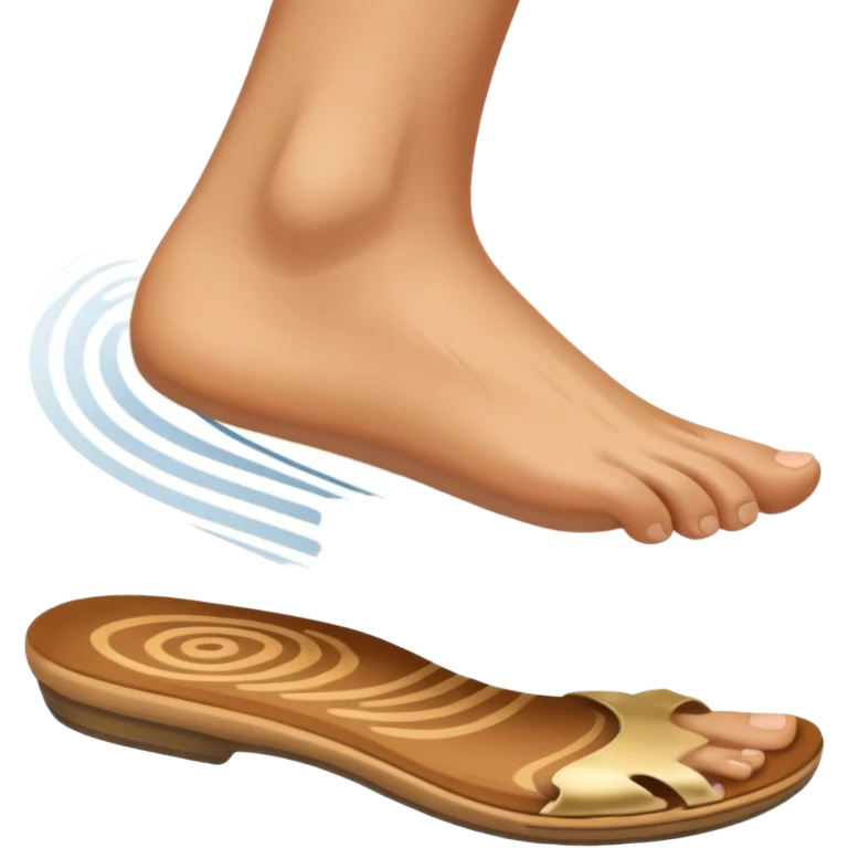 a shoe with a foot inside, stepping and showing a clear shoe print below. and leg with motion line







 emoji