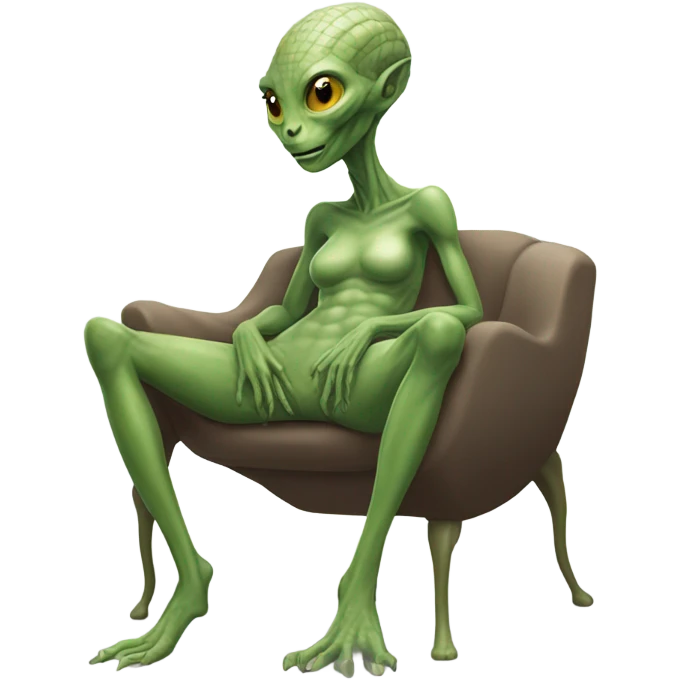 a Reptilian alien woman, full body, laying down emoji
