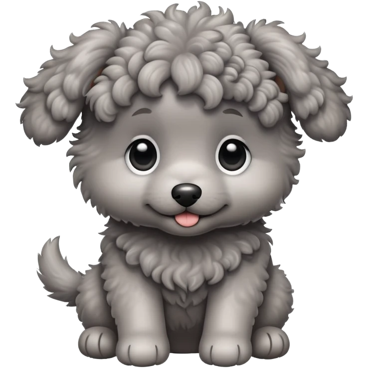 Gray curly puppy emoji