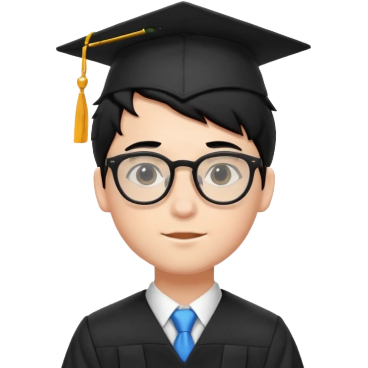 boy with glasses black hair in graduation suit emoji