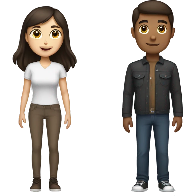 Short brunette girl with her tallest brunette boyfriend emoji