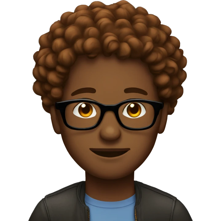 Brown skin black guy with curly ginger hair with glasses emoji