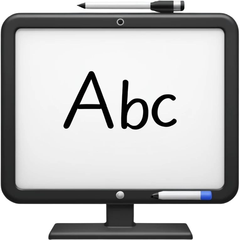 Whiteboard with ABC written on with handwriting emoji