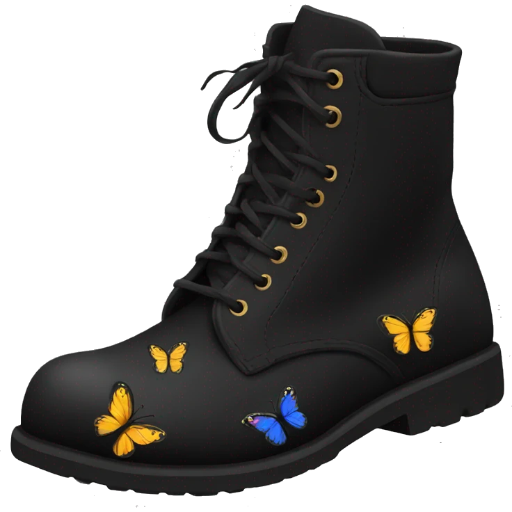 Black combat boots with butterflies  emoji