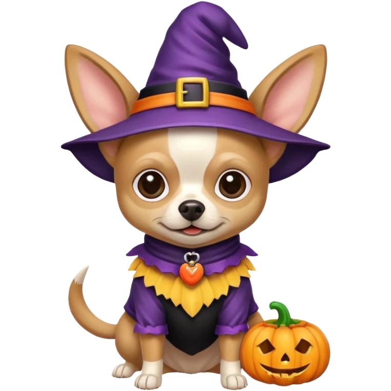 Chihuahua wearing a Halloween costume emoji