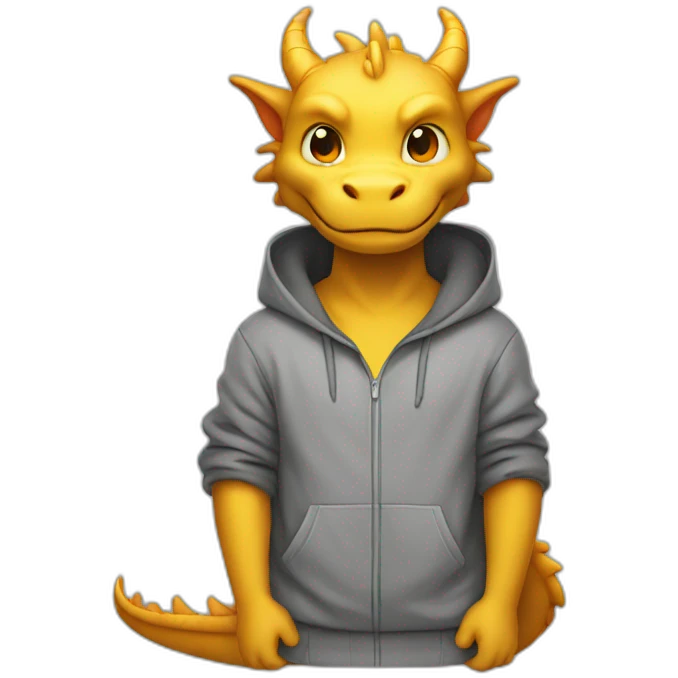 The dragon is dressed in a hoodie emoji
