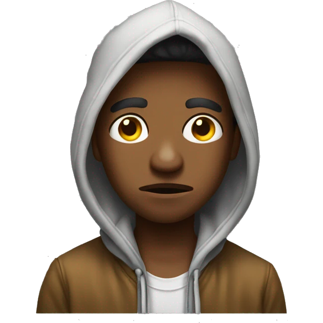 hood boy with disgusted face emoji