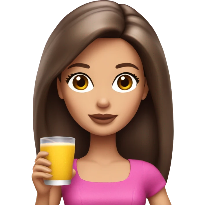 Brunette barbie drinking emoji