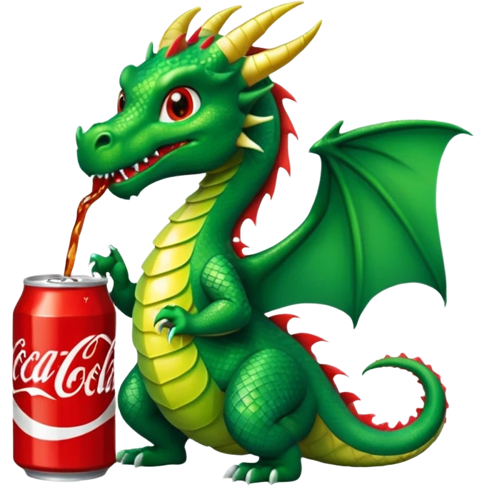 Un dragon tomando cocaa emoji