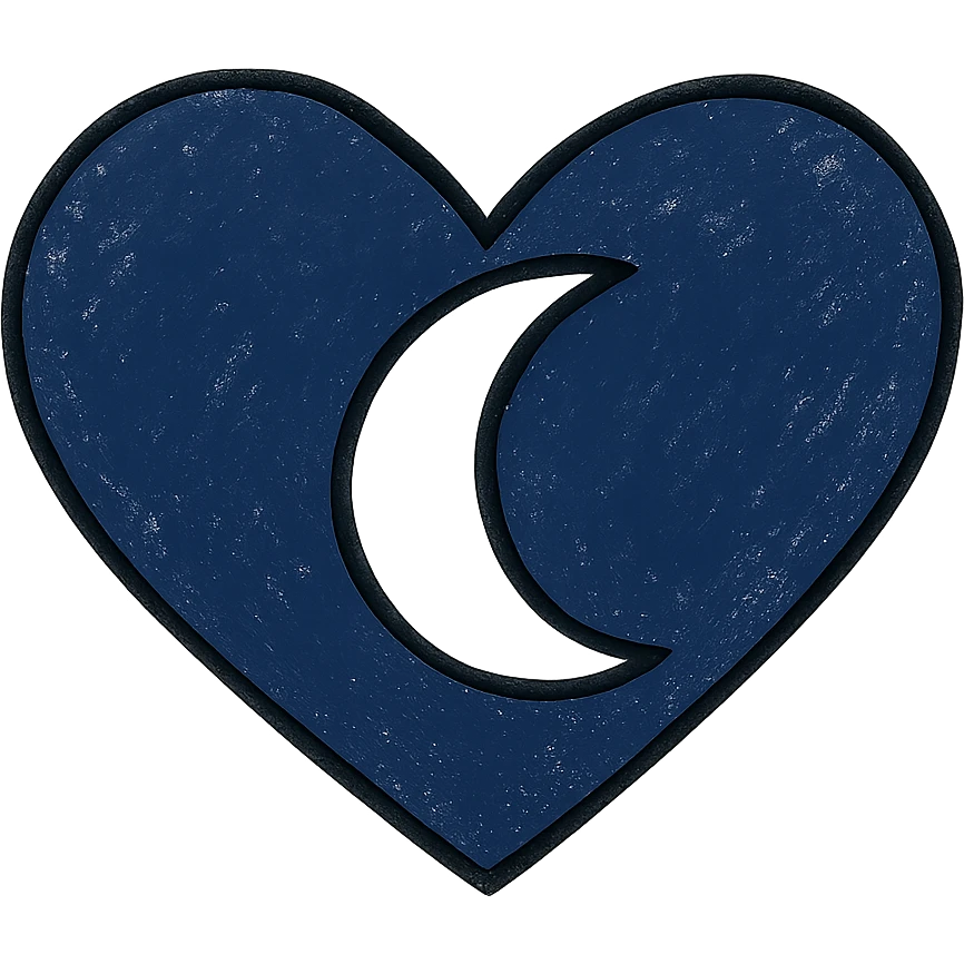 heart with a crescent moon inside, midnight blue colors emoji