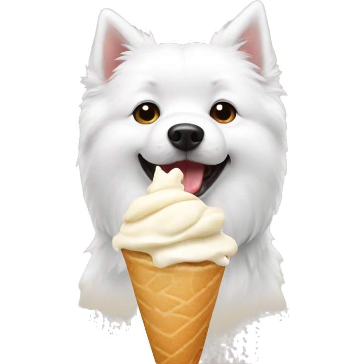 japanese spitz dog eating icecream emoji