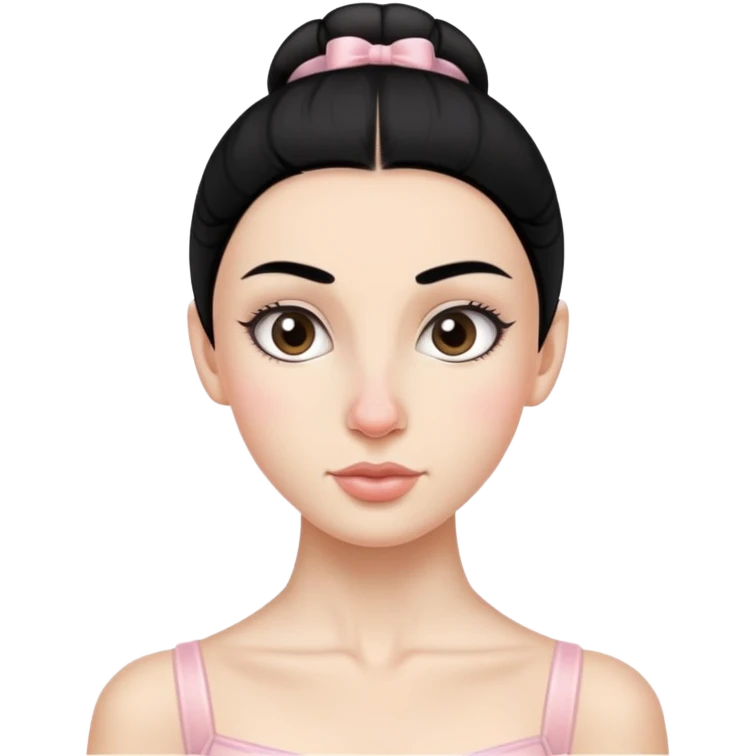 Ballerina with black hair and bumby nose  straight eyebrows very skinny emoji