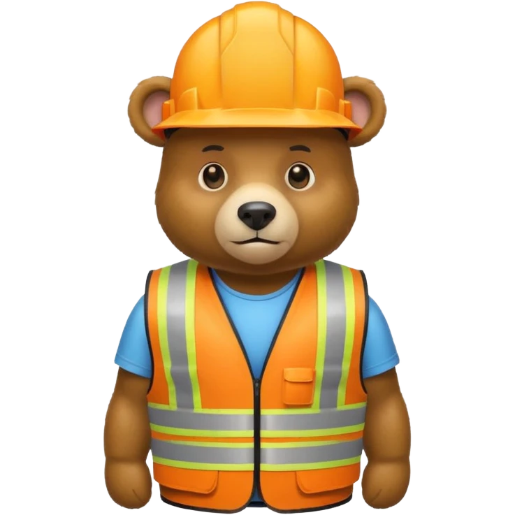 Bear wearing a safety vest and safety helmet emoji