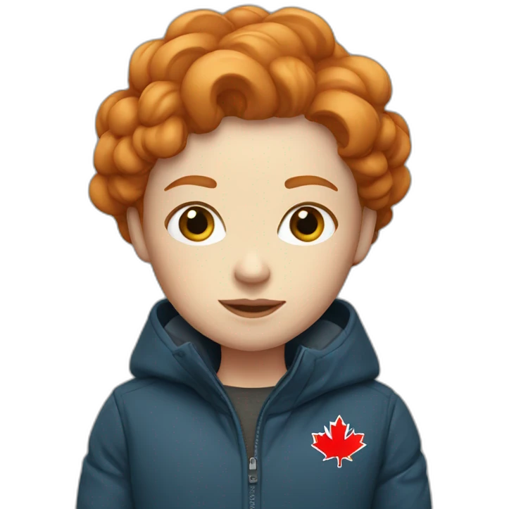 Ginger women with blue eyes and a Canadian jacket emoji