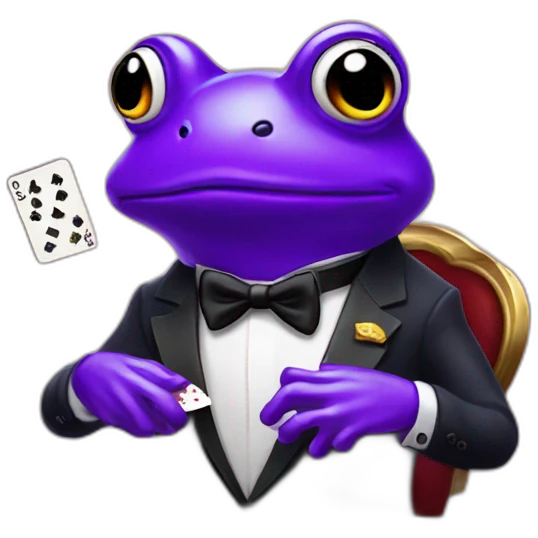 purple frog james bond lookalike playing poker emoji