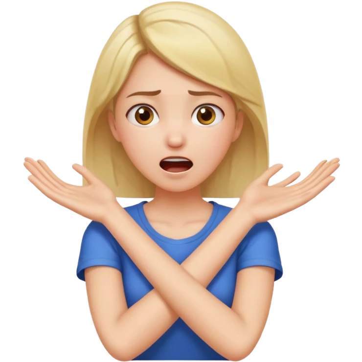 Arms crossed hands holding neck surprised yelling girl emoji