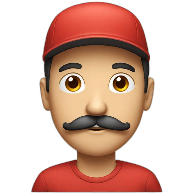cartoon guy with mustache and red cap with a withe m on it emoji