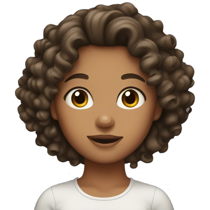Brunette girl with curly hair emoji