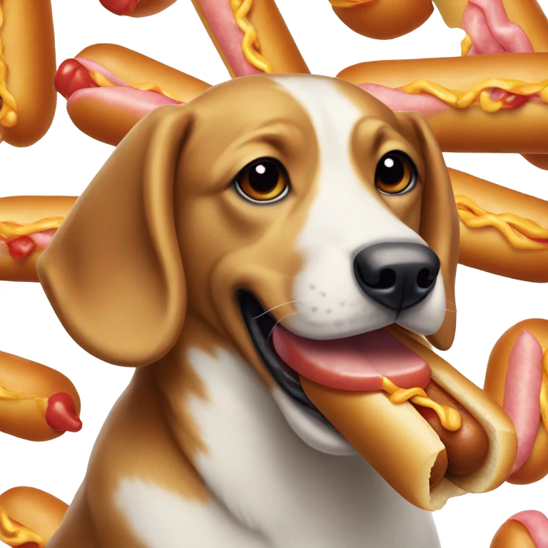 Dog eating a hot dog emoji