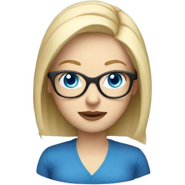 blonde pale white woman with blue eyes and glasses working on laptop emoji