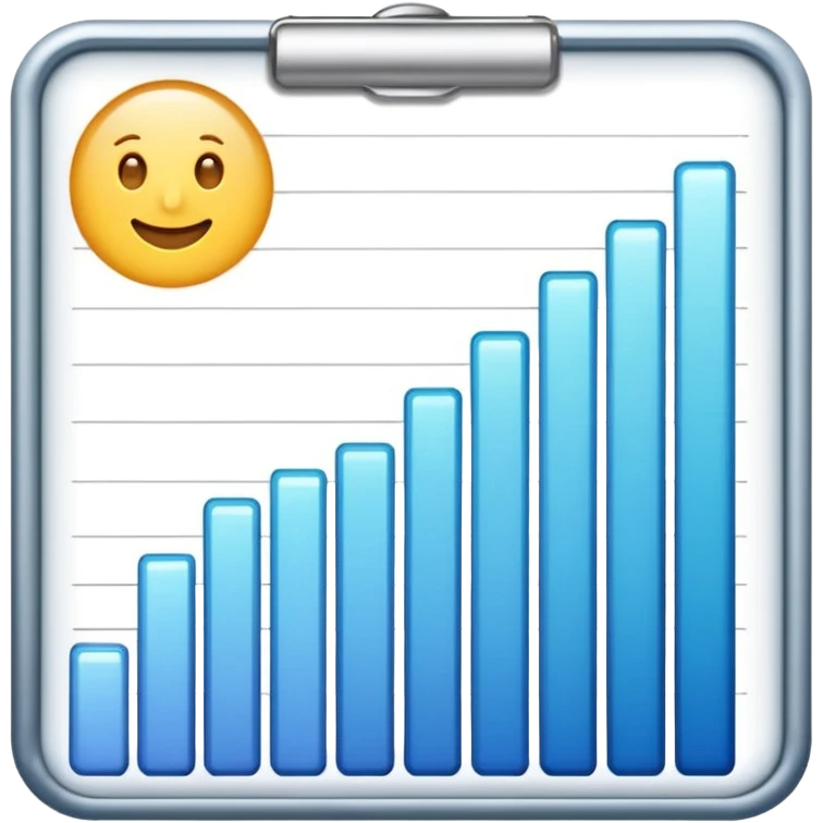 ios style emoji for report sheet consisting multiple graph/ charts with sparkle around the report , no numbers or text emoji