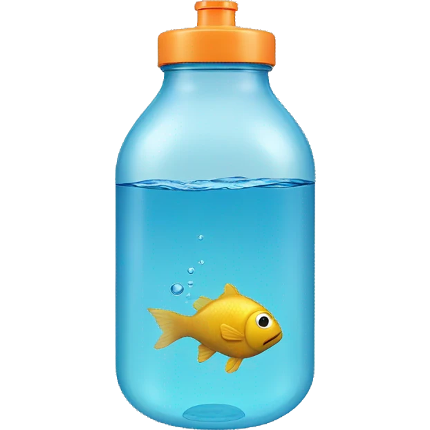Fish swimming in a water bottle emoji