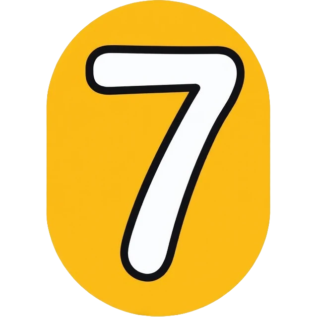 Number 7 on a yellow volumetric background emoji